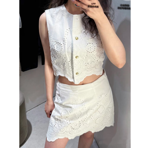 Damen elegantes und luftiges Set mit Spitzenbesatz Drune