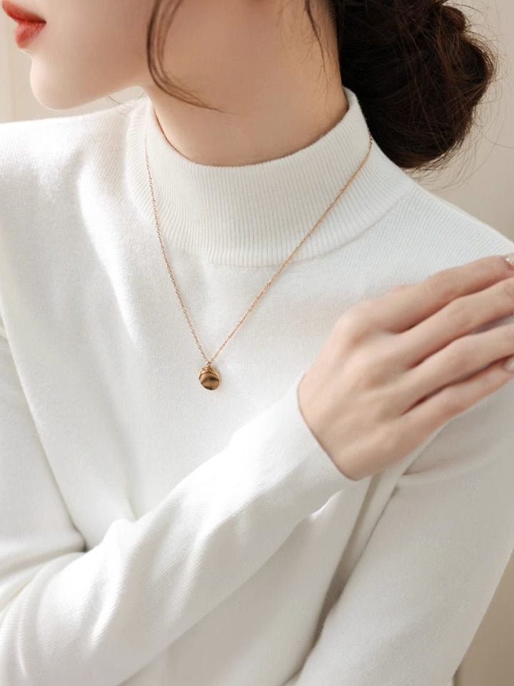 Damen eleganter Rollkragenpullover aus hochwertigem Baumwollmix Drune