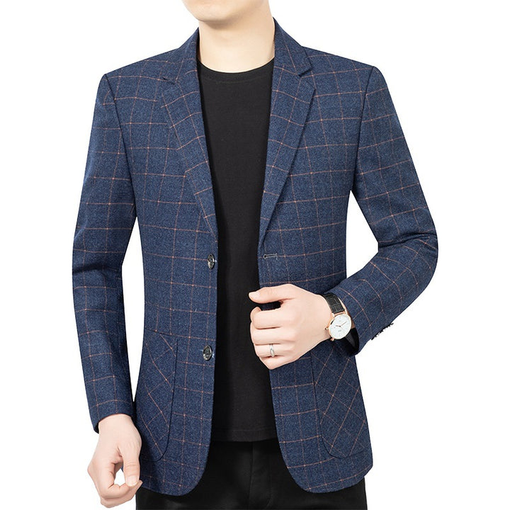 Herren Schmal geschnittenes karierter City-Blazer mit aufgesetzten Taschen Drune