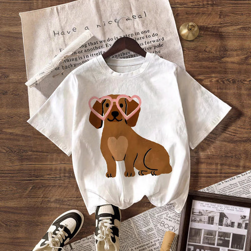 Damen T-Shirt mit niedlichem Hunde-Motiv und verspieltem Design Drune