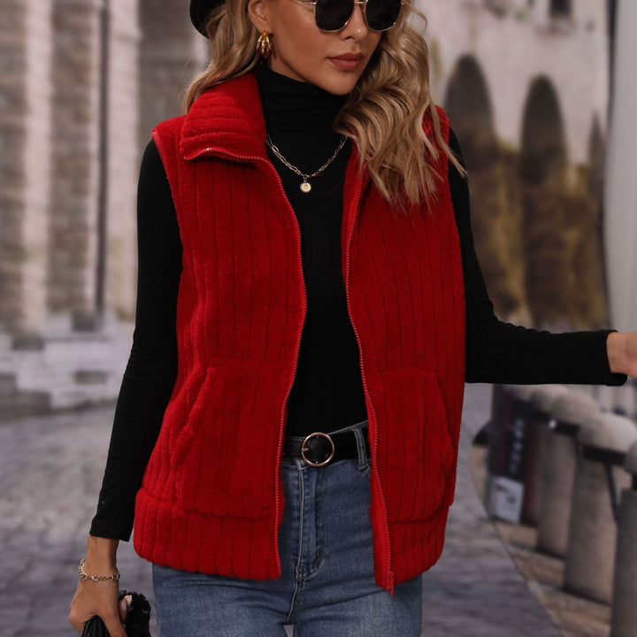 Damen Fleece-Weste mit strukturiertem Material und praktischen Taschen Drune