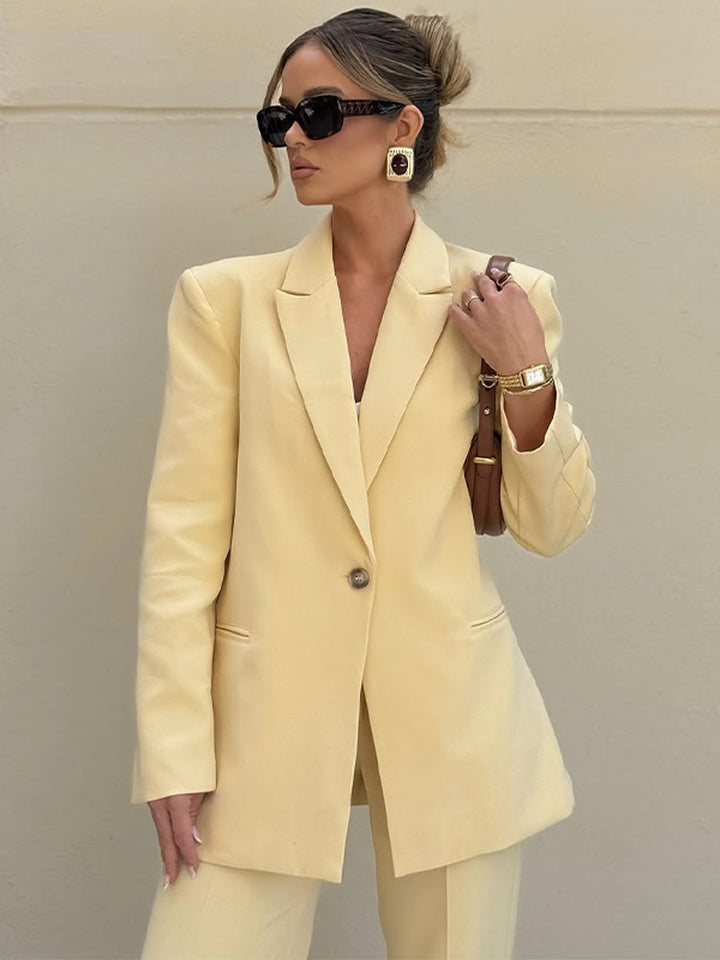 Damen Eleganter Oversize-Blazer mit hoher Taille und weiter Schlaghose Drune
