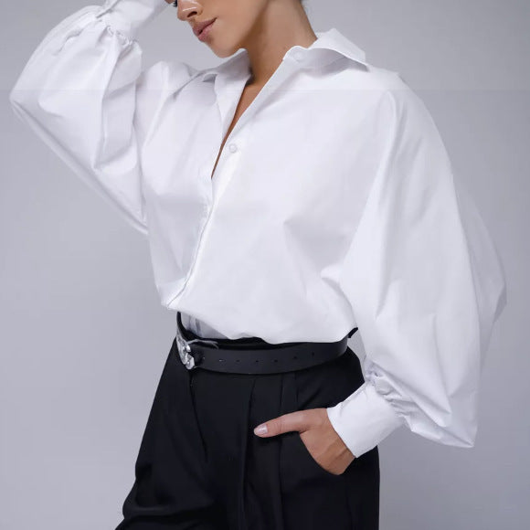 Damen Oversized Hemden mit voluminösen Ärmeln Drune