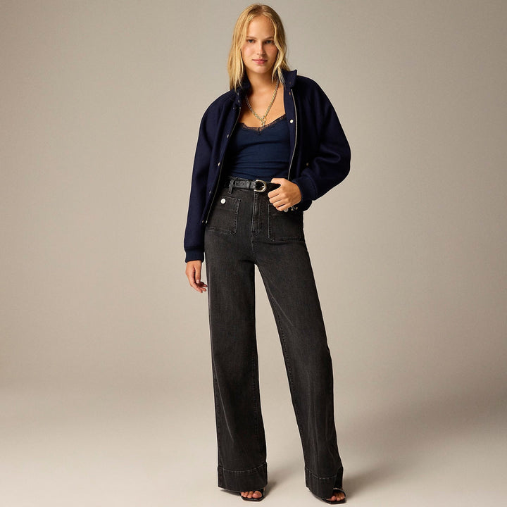 Damen Weite Komfortable Jeans mit hohen Bund Drune