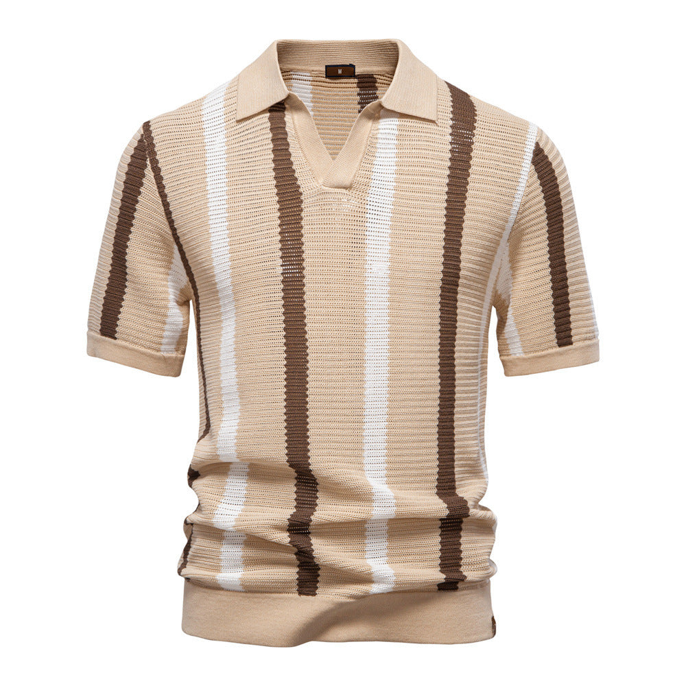 Herren nan kurzärmeliges Strickpolo mit Reverskragen und strukturierter Maschenware Drune