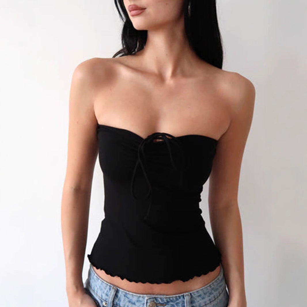 Damen Bandeau-Top mit zarten Rüschendetails und verstellbaren Trägern Drune
