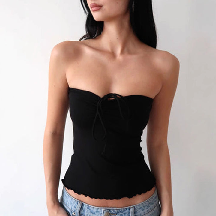 Damen Bandeau-Top mit zarten Rüschendetails und verstellbaren Trägern Drune