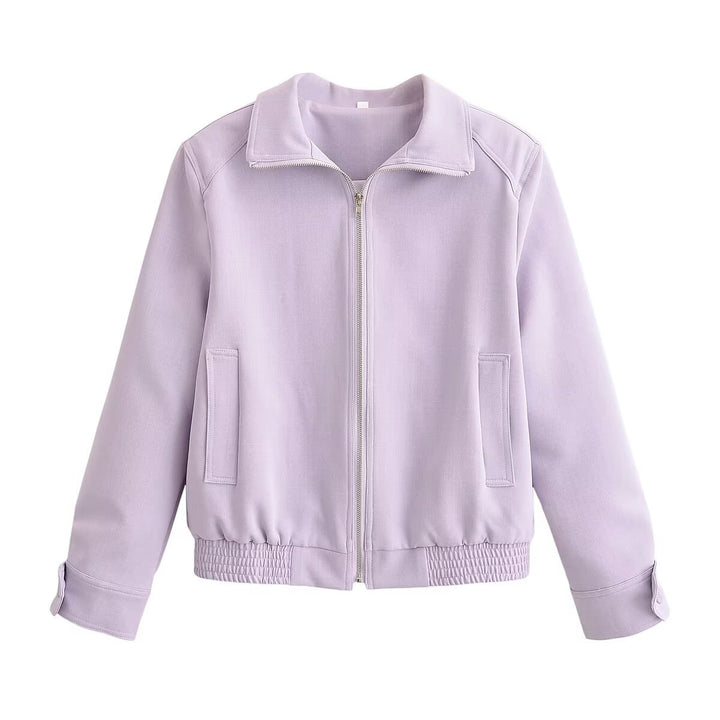 Damen Zweiteiliges Neopren‑Optik Freizeitset mit Cropped‑Blouson und High‑Waist‑Hose Drune