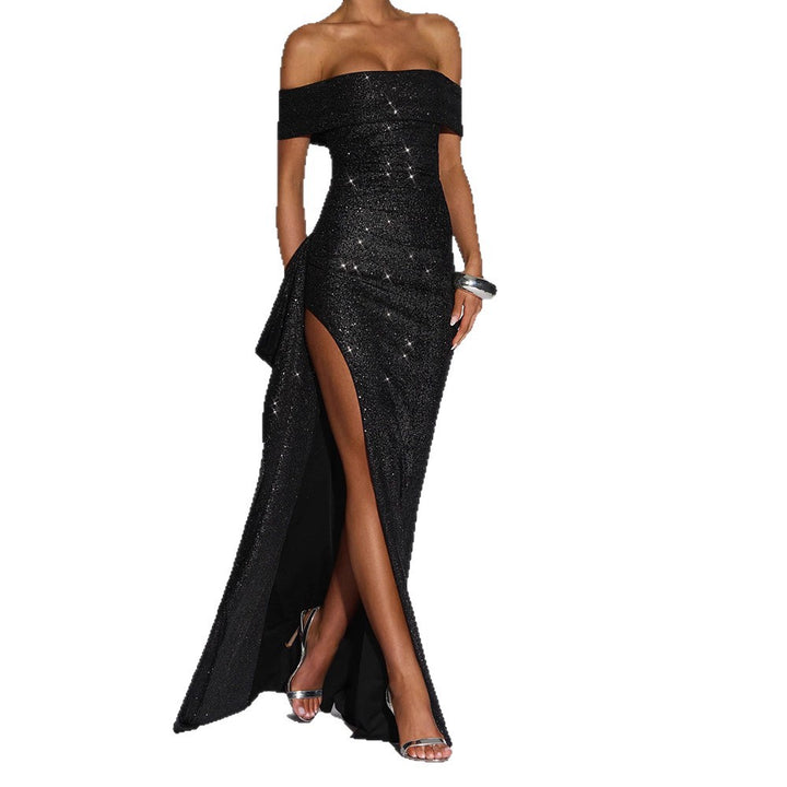 Damen Glamouröses Abendkleid mit atemberaubendem Schlitz und schimmernden Akzenten Drune