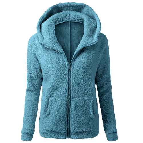 Damen Fleecejacke mit gemütlicher Kapuze Drune