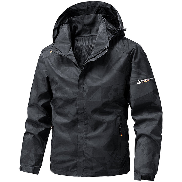 Herren wind- und wasserdichter Camo Regenblouson mit verschweißten Nähten und Mesh-Innenfutter Drune