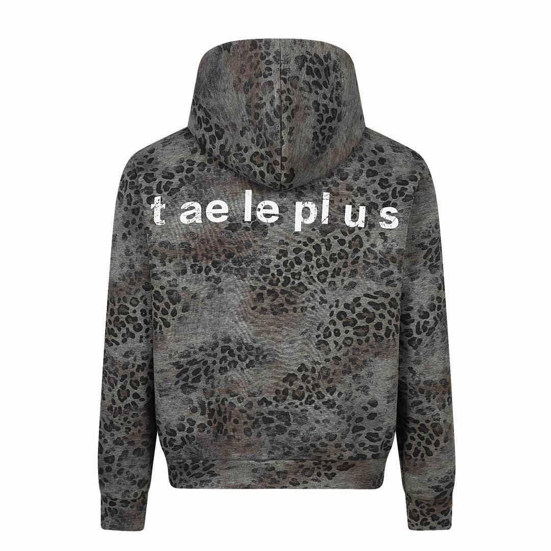 Damen Kapuzenjacke mit durchgehendem Reißverschluss, Leoparden-Print und großflächigen Grafik-Prints Drune