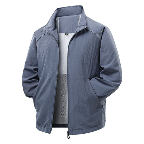Herren  leichte verpackbare Zip-Up Windbreaker-Jacke mit atmungsaktivem Mesh-Futter und reflektierenden Schulterpaspeln Drune