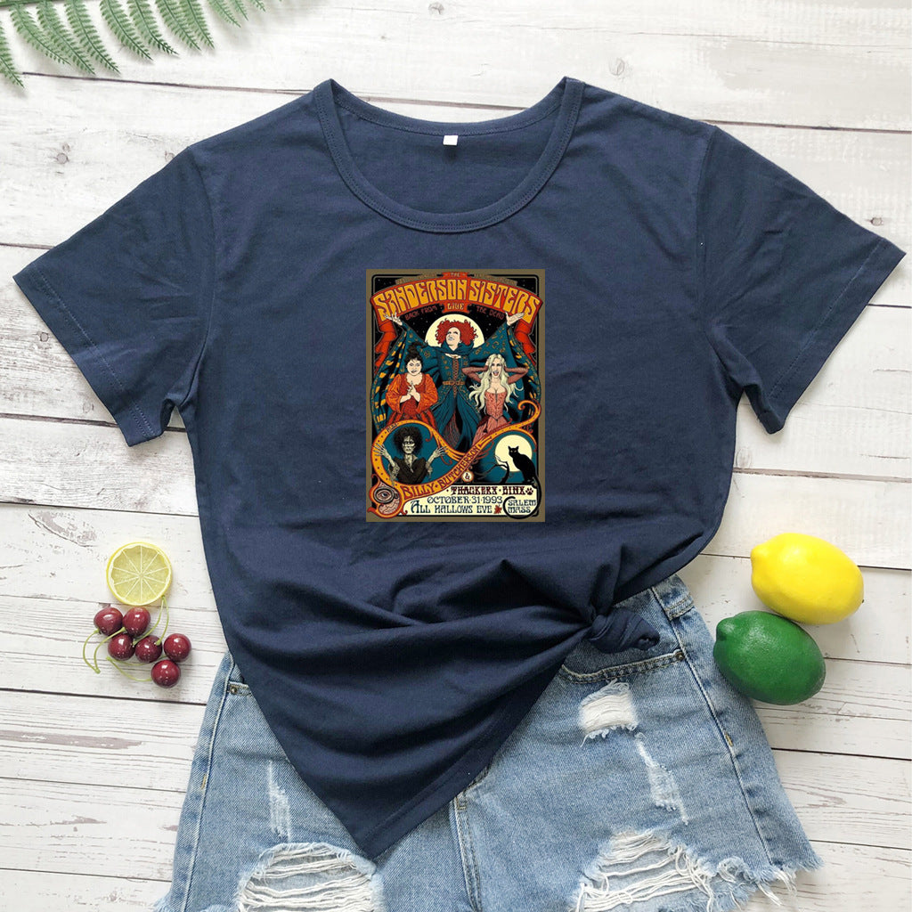 Damen Grafik-T-Shirt mit Hocus Pocus inspiriertem Design Drune