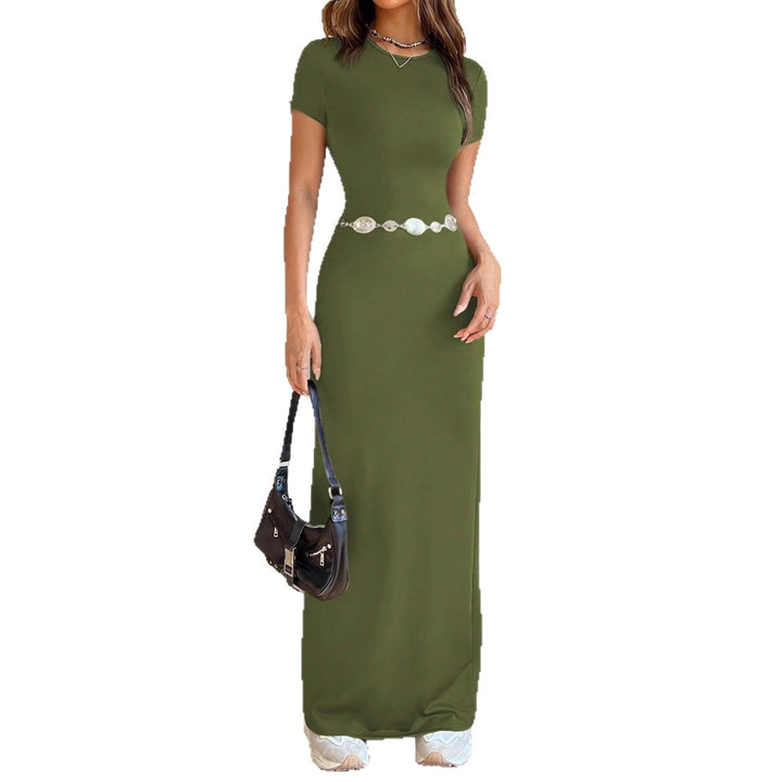 Damen Figurbetontes Maxikleid mit V-Ausschnitt Drune