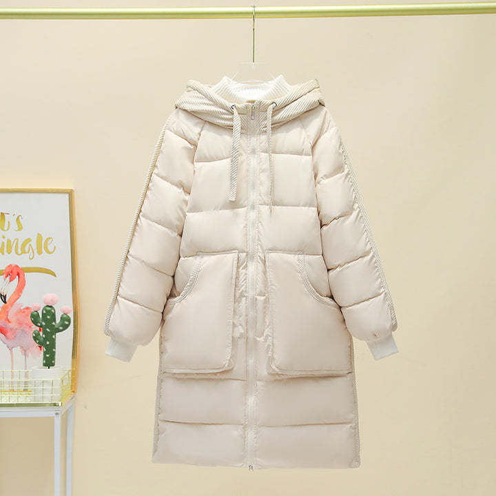 Damen Langer isolierter Pufferparka mit abnehmbarer Kapuze und großen Taschen Drune