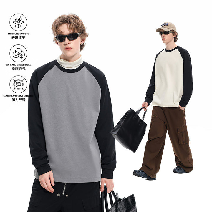 Herren Oversize Raglan-Sweatshirt mit Colourblocking und gerippten Bündchen Drune