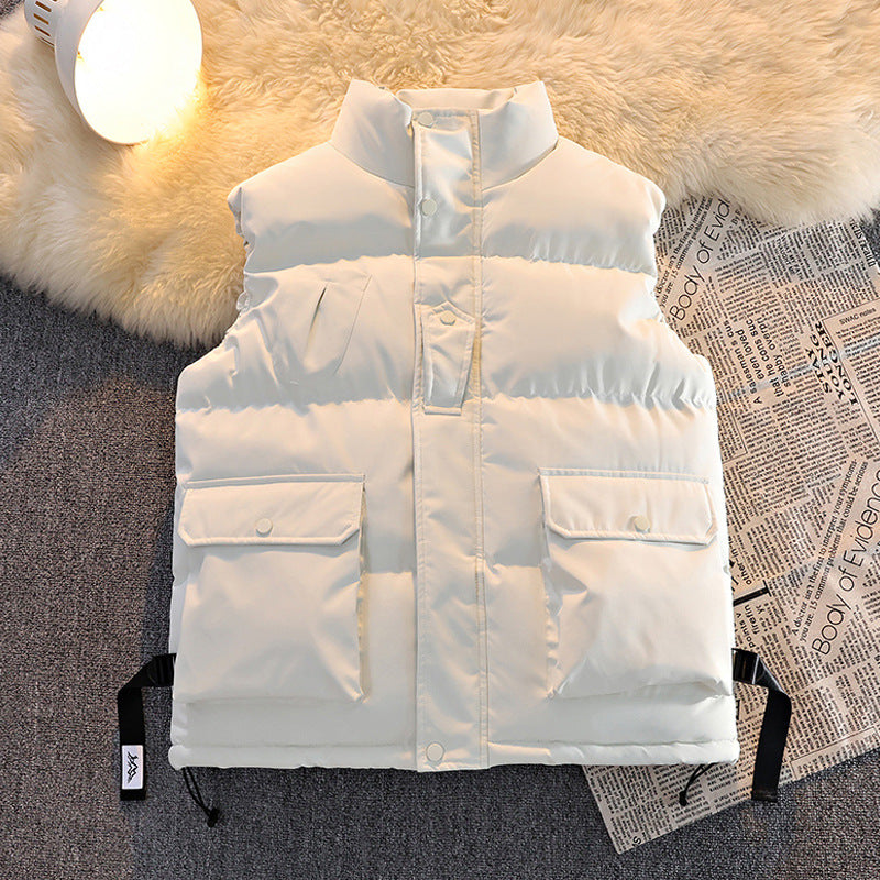 Herren wattierte Steppweste mit Utility‑Taschen, Kordelzugsaum & Stehkragen Drune