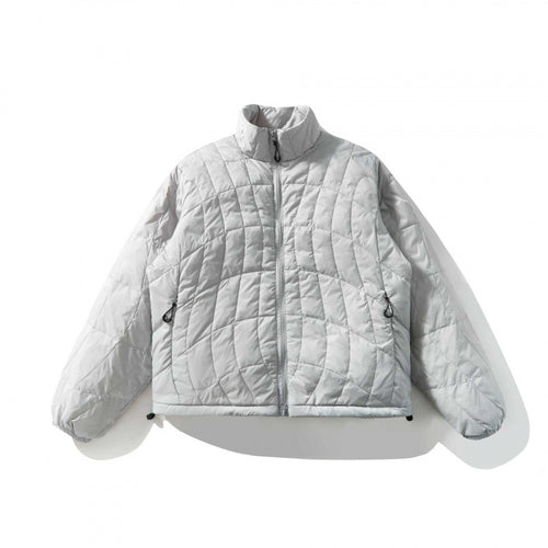 Unisex Ultraleichte gesteppte Kurzjacke mit geometrischer Steppung, Stehkragen und Tunnelzugsaum Drune