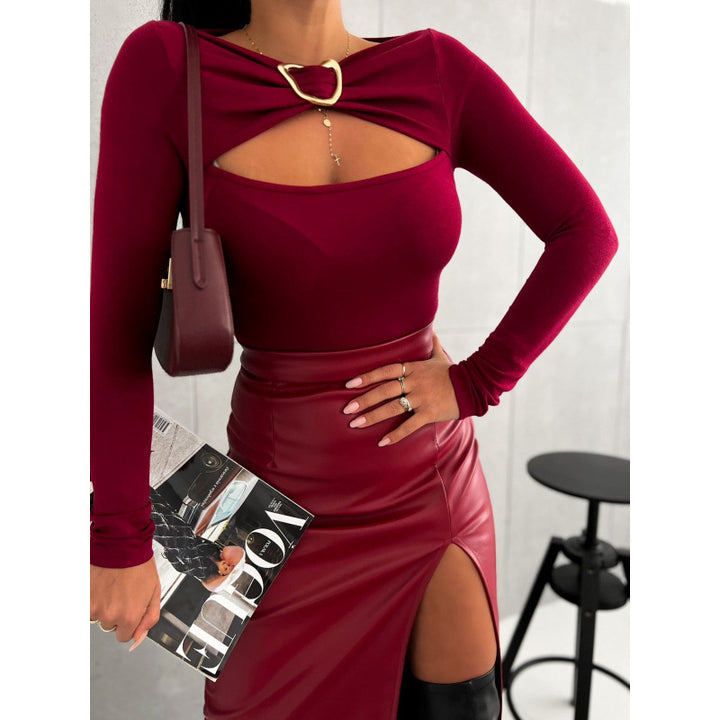 Damen Oberteil mit elegantem Cut-Out und langem Arm Drune