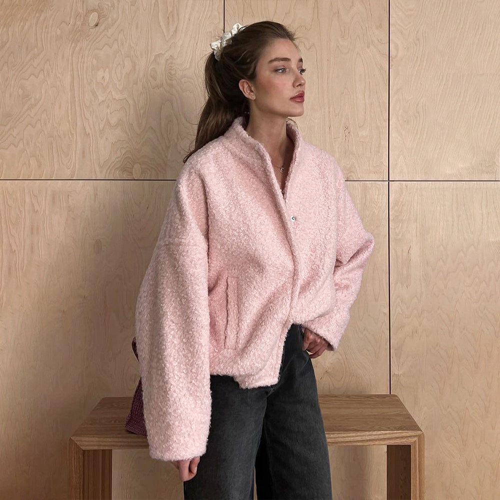 Damen Kuschelige Fleecejacke mit Taschen und elastischem Saum Drune