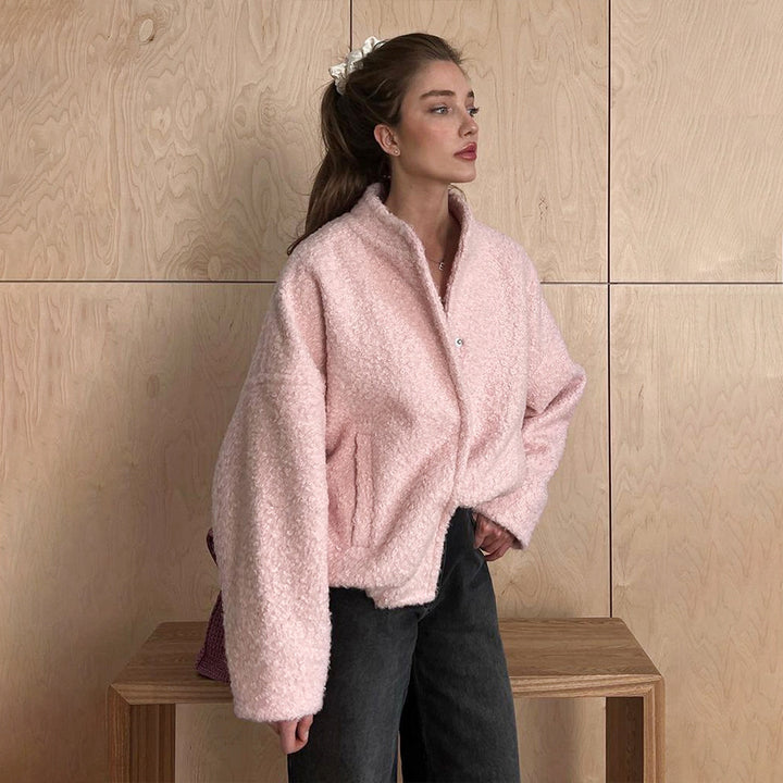 Damen Kuschelige Fleecejacke mit Taschen und elastischem Saum Drune