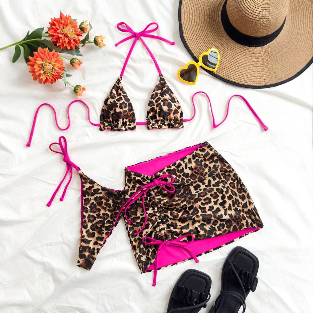 Damen Triangel-Bikini-Set mit rüschenfreien Details und Wickelrock Drune