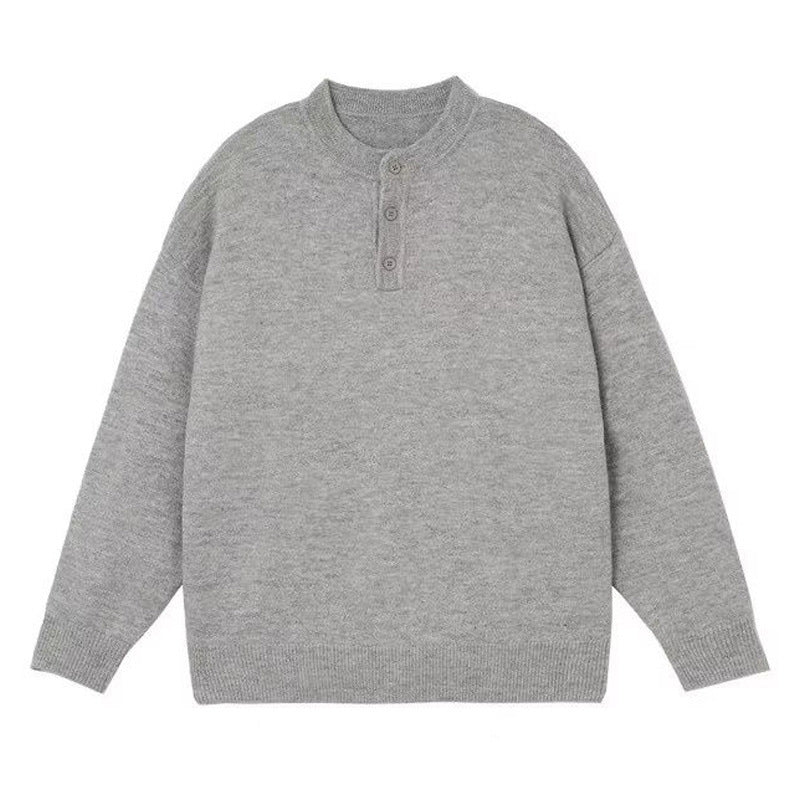 Herren Lässiger Grobstrickpullover mit Knopfleiste Drune