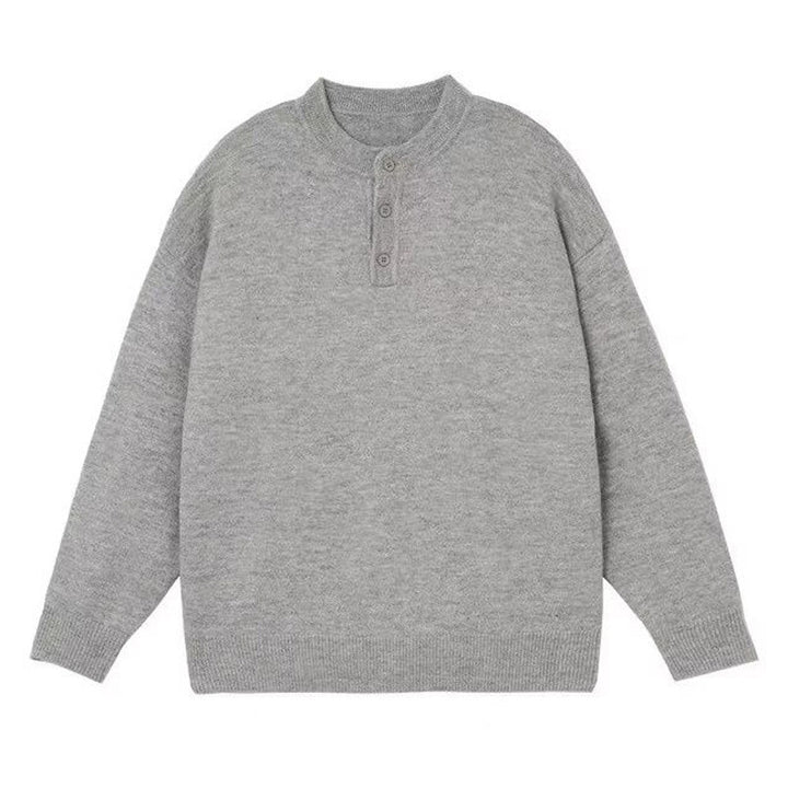 Herren Lässiger Grobstrickpullover mit Knopfleiste Drune
