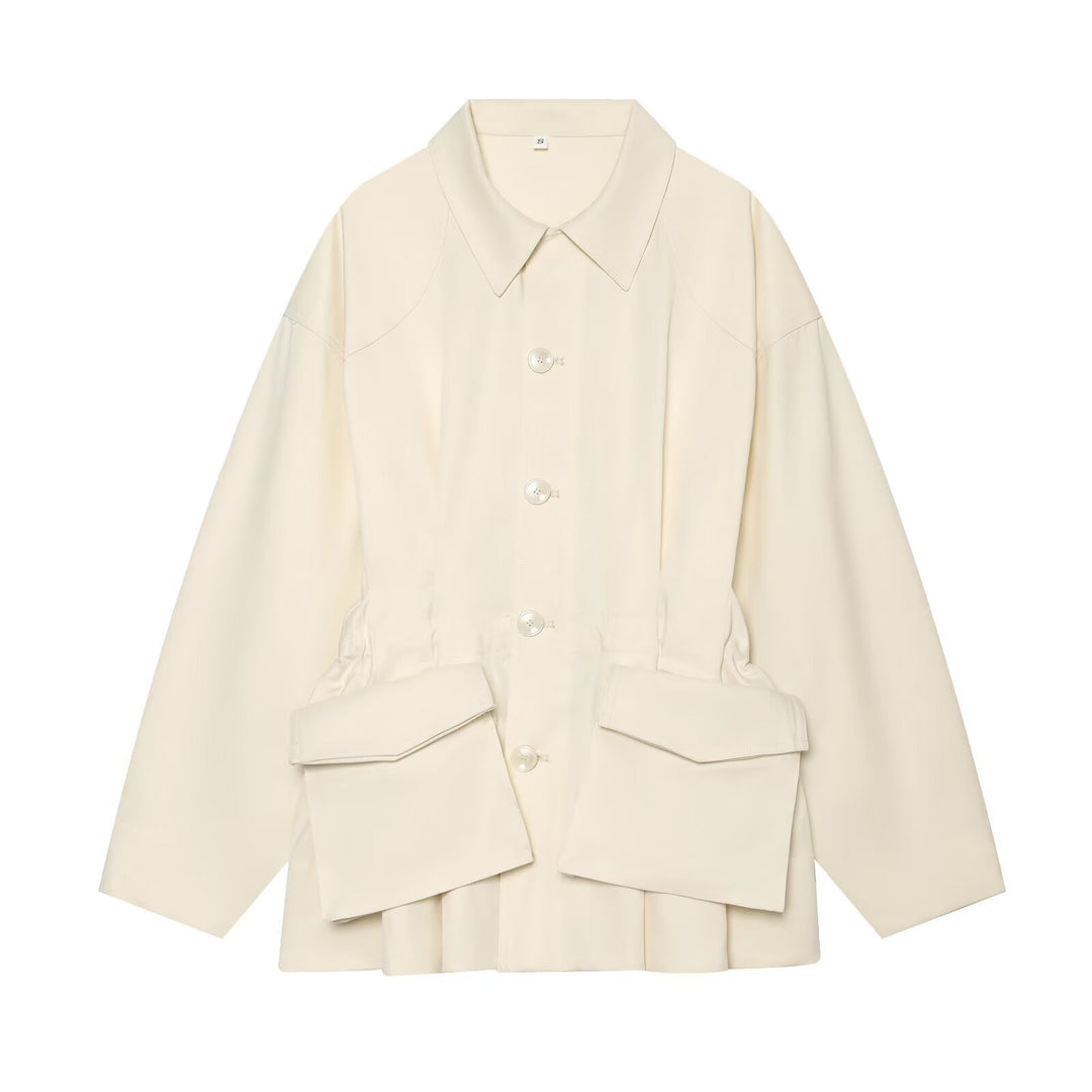 Damen Oversize-Utility-Jacke mit großen Klappentaschen und Tunnelzug Drune