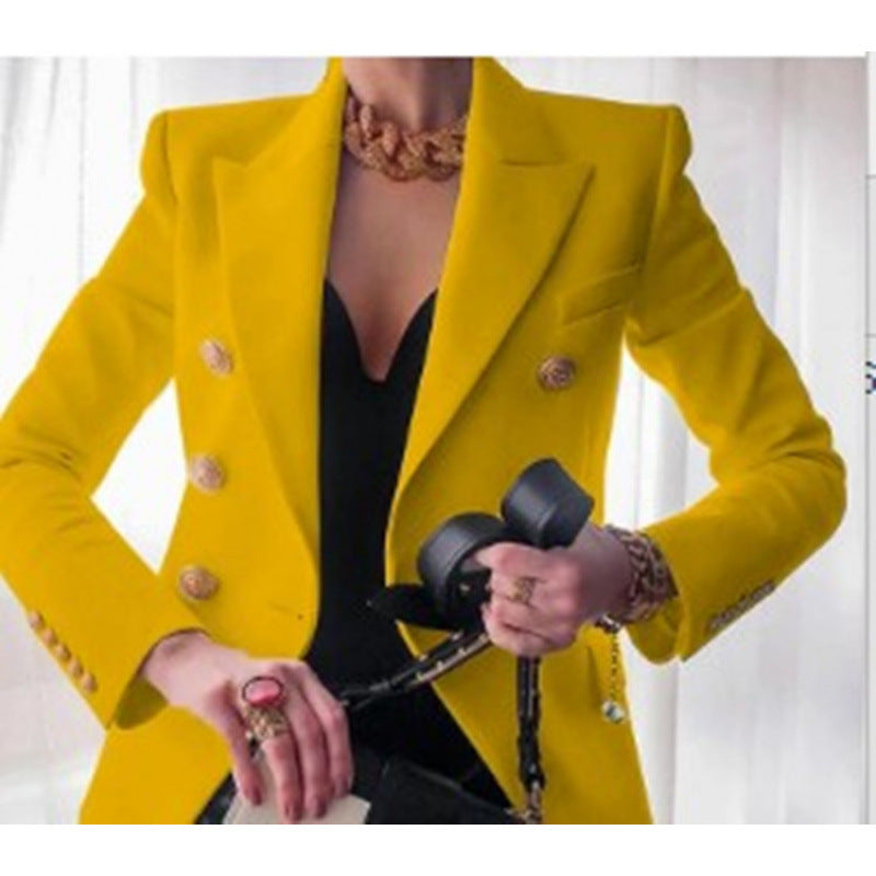 Damen Edler Blazer mit Goldknopf-Detail und klassischem Schnitt Drune