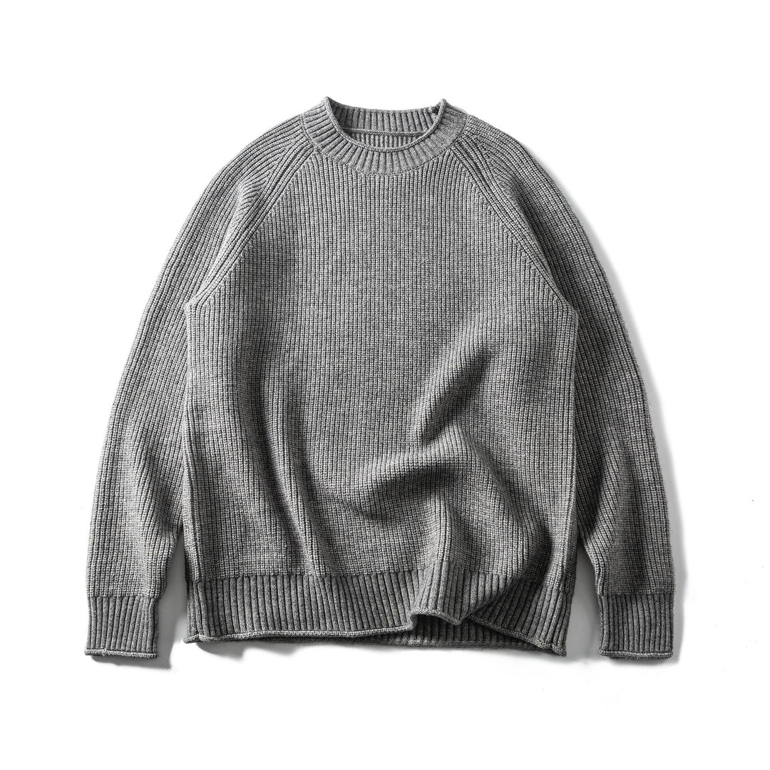 Herren Rippstrickpullover mit Rundhals und Raglanärmeln Drune