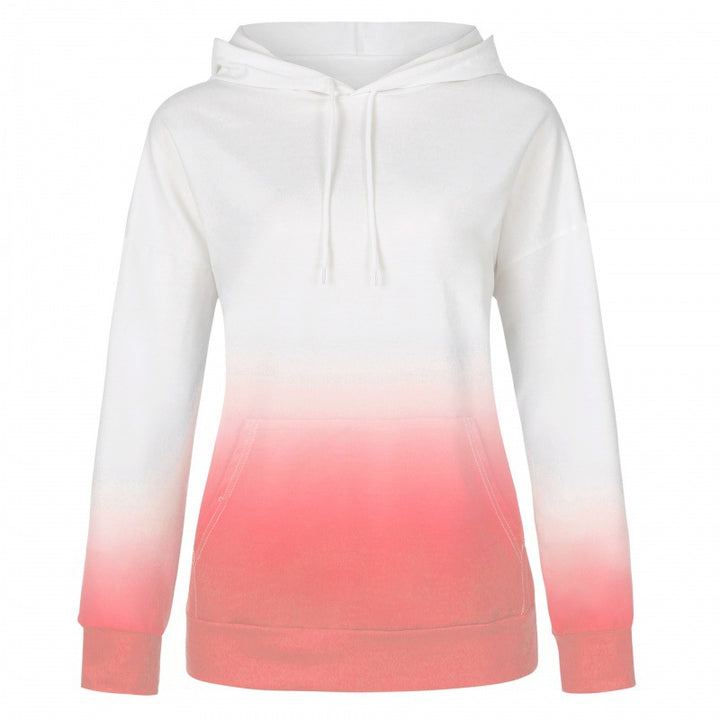 Damen Oversize Kapuzenpullover mit Dip-Dye Farbverlauf und Kängurutasche Drune