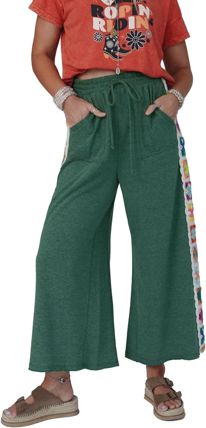 Damen Weite Freizeithose mit buntem Seitenstreifen Drune