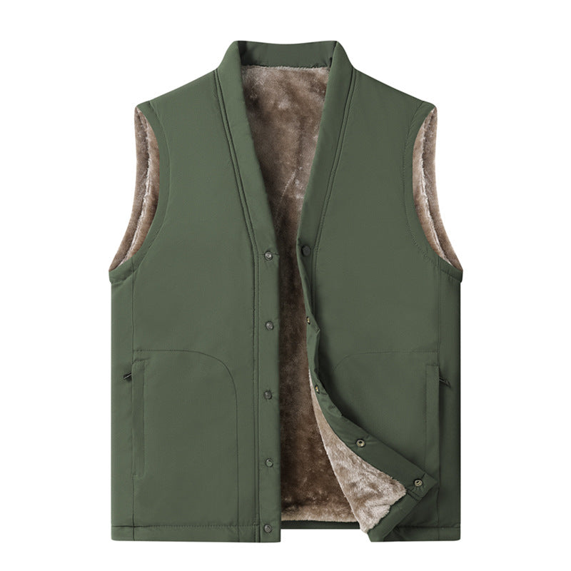 Herren Thermische Steppweste mit Kunstfell-Innenfutter, Druckknopfblende & verdeckten Eingrifftaschen Drune
