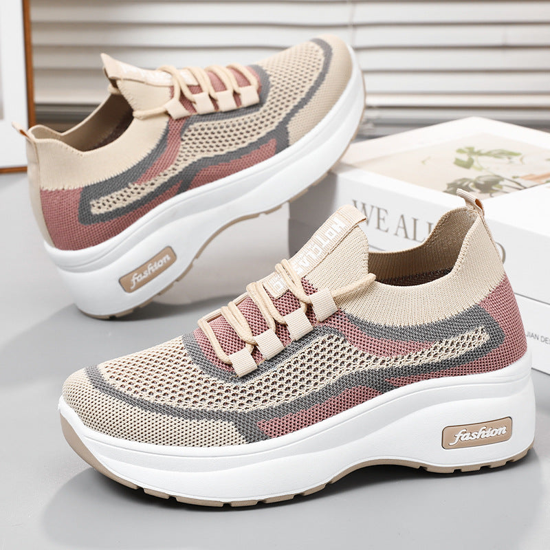 Damen Sportliche Sneakers mit atmungsaktiver Strick-Oberfläche und flexibler Sohle Drune
