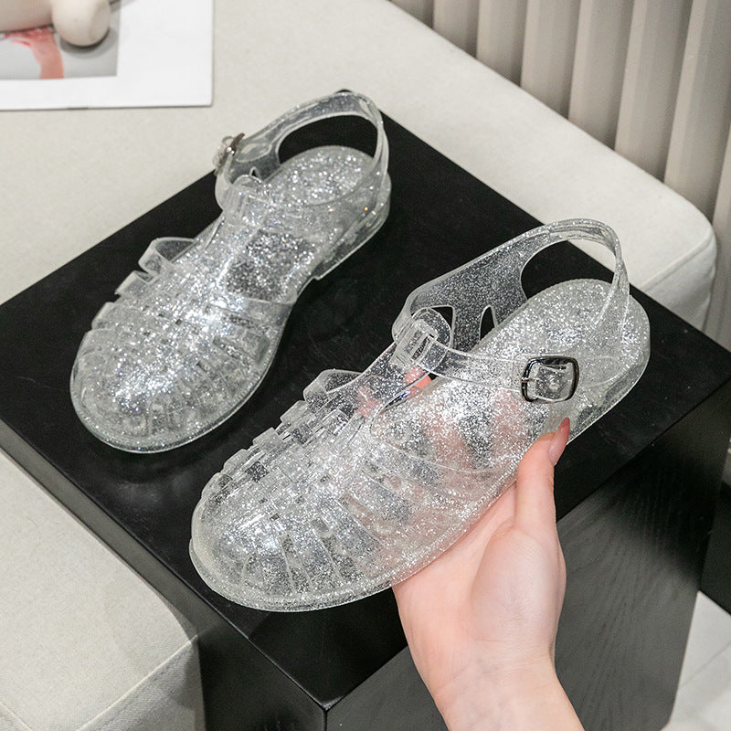 Damen Glitzernde Freizeit-Sandalen im Riemchen-Stil mit verstellbarem Verschluss Drune