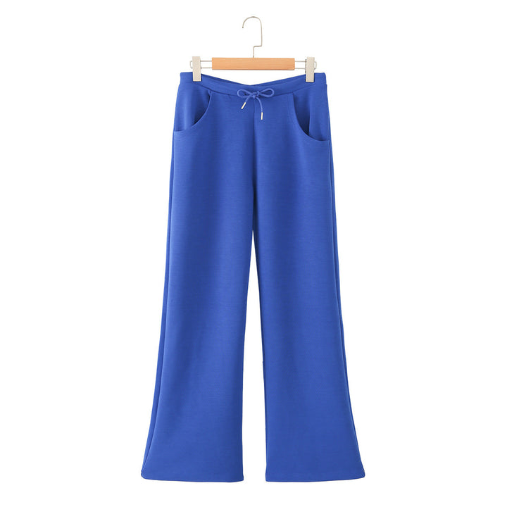 Damen Weite Lounge-Hose mit hohem Bund, Tunnelzug und Eingrifftaschen Drune