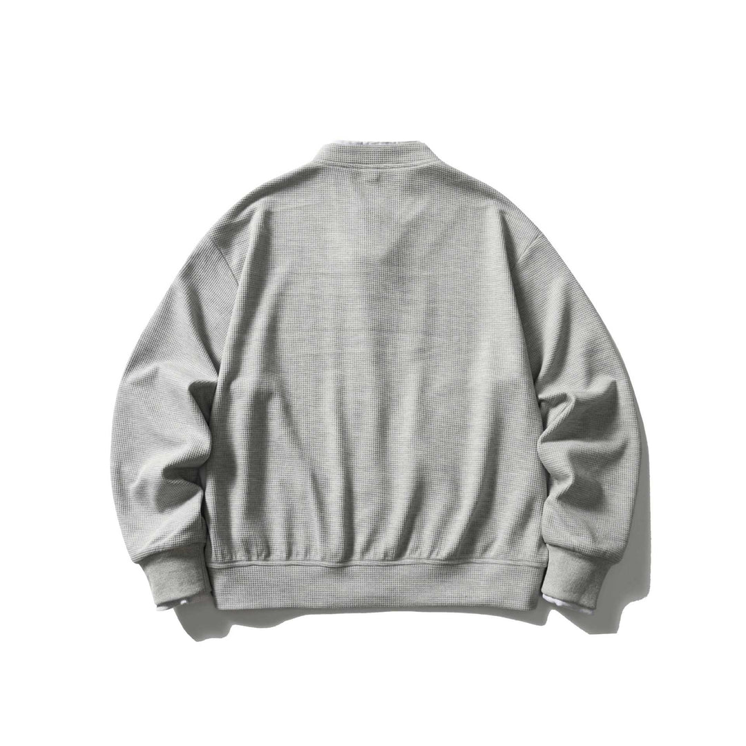 Unisex Kurz geschnittene Boxy‑Blousonjacke mit Waffelstruktur, Stehkragen und kontrastpaspel Drune