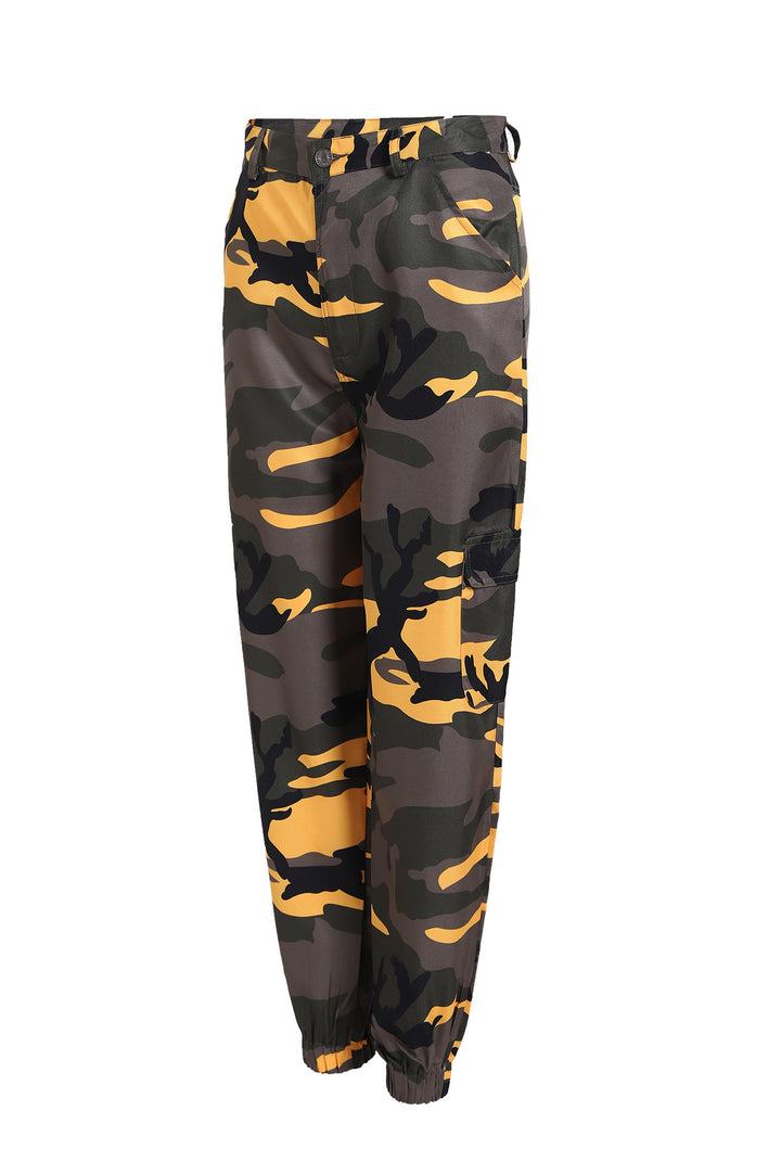 Damen Cargohose mit Camouflage‑Print, elastischem Bund und Beinbündchen Drune