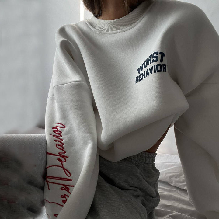 Damen Oversized Sweatshirt mit kreativem Retro-Druck Drune