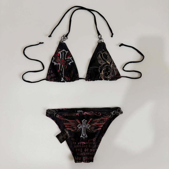 Damen Bikini-Set mit einzigartigem Druck und schimmernden Applikationen Drune