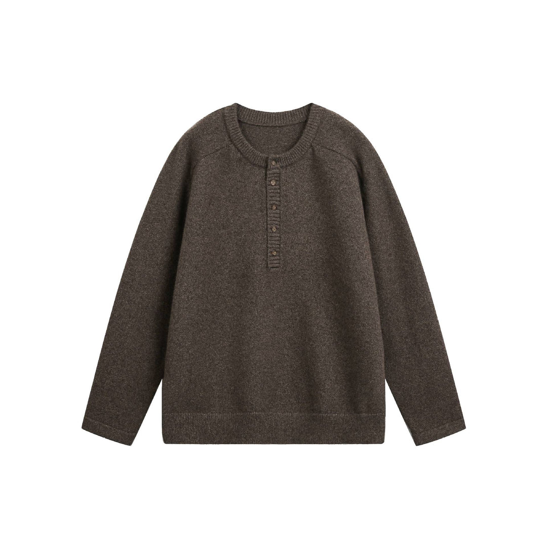 Damen Grobstrick-Henley-Pullover im Oversize-Schnitt mit Knopfleiste Drune
