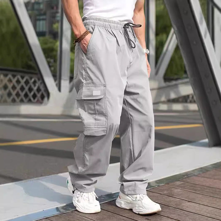 Herren lässige Cargo-Hose mit elastischem Bund und multifunktionalen Taschen Drune