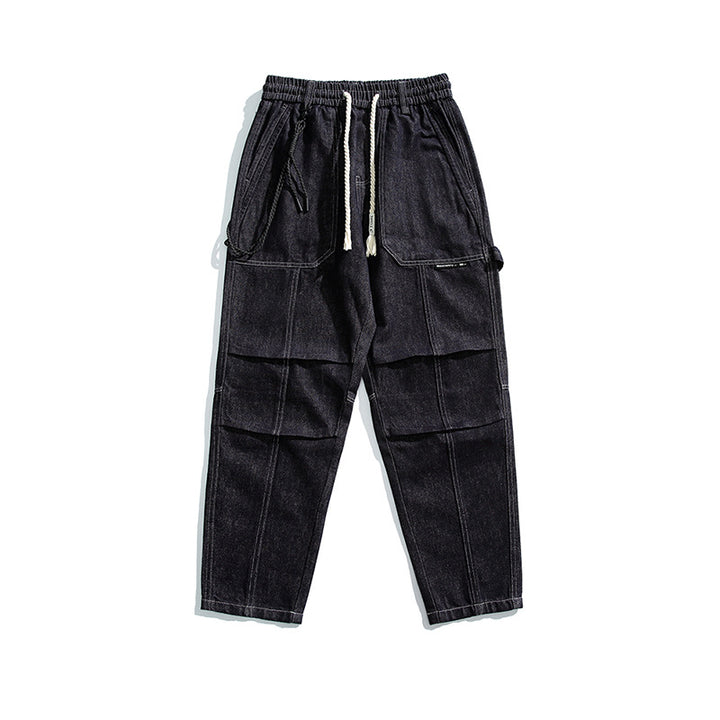 Herren Relaxed Denim-Cargohose mit elastischem Bund und verstärkten Kniepaneelen Drune