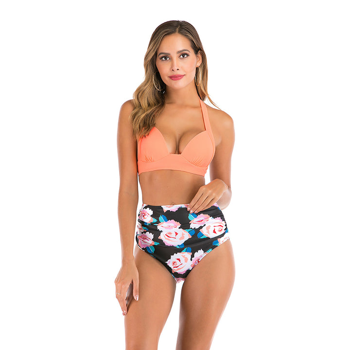 Damen Hoch taillierter Bikini mit floralem Design Drune