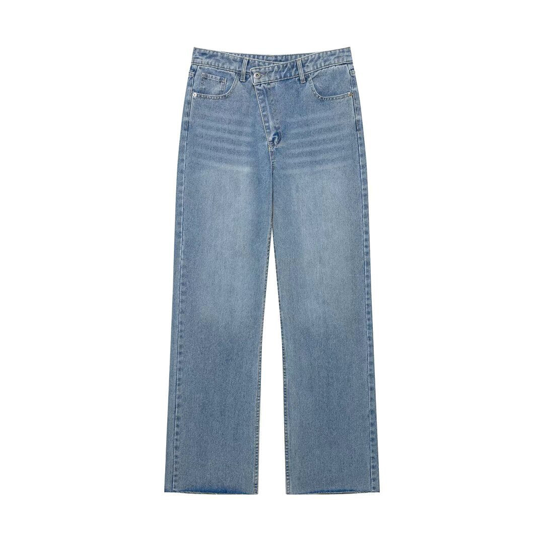 Damen Hochtaillierte weite Jeans mit geradem Bein und Fünf‑Taschen‑Schnitt Drune