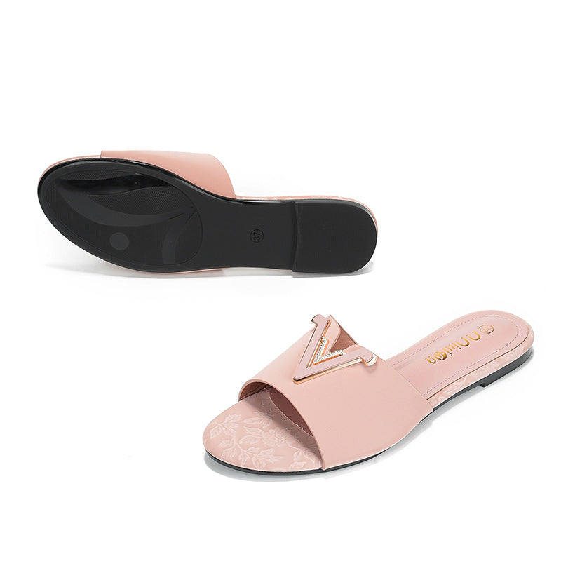 Damen elegante und bequeme Slides mit Schmuck-Detail Drune