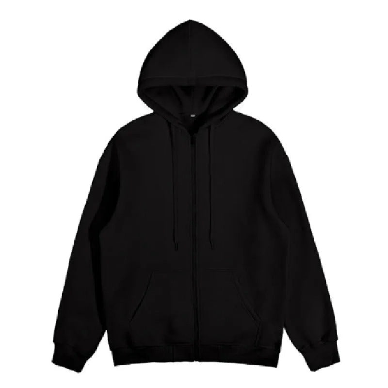 Unisex nan minimalistischer Zip-Hoodie aus schwerer Baumwollmischung mit Kängurutaschen und gerippten Bündchen Drune