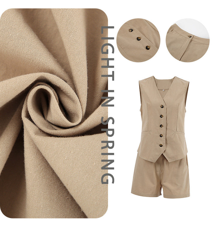 Damen modischer ärmelloser Blazer mit Shorts Drune